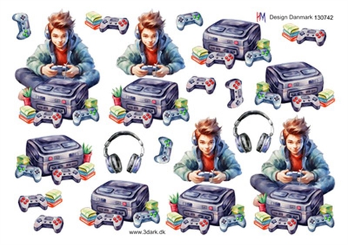 3D Ung mand med PlayStation
